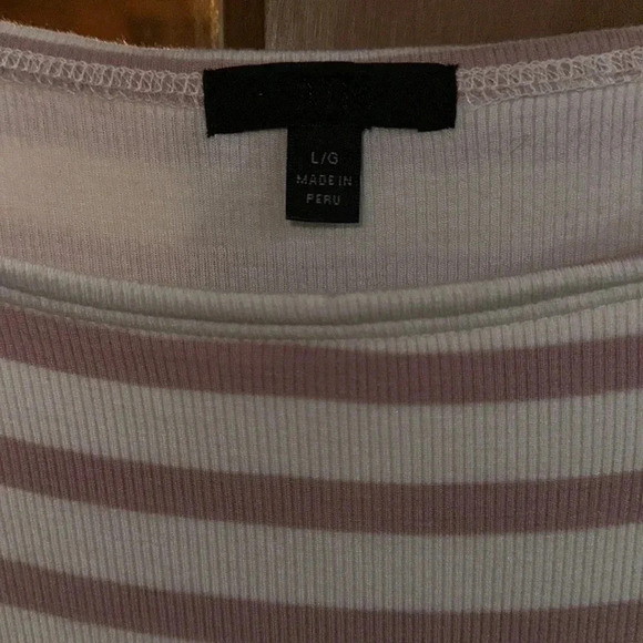 ATM Modal Rib Long Sleeve Striped Cream Mauve Dress Size Large - Picture 6 of 6